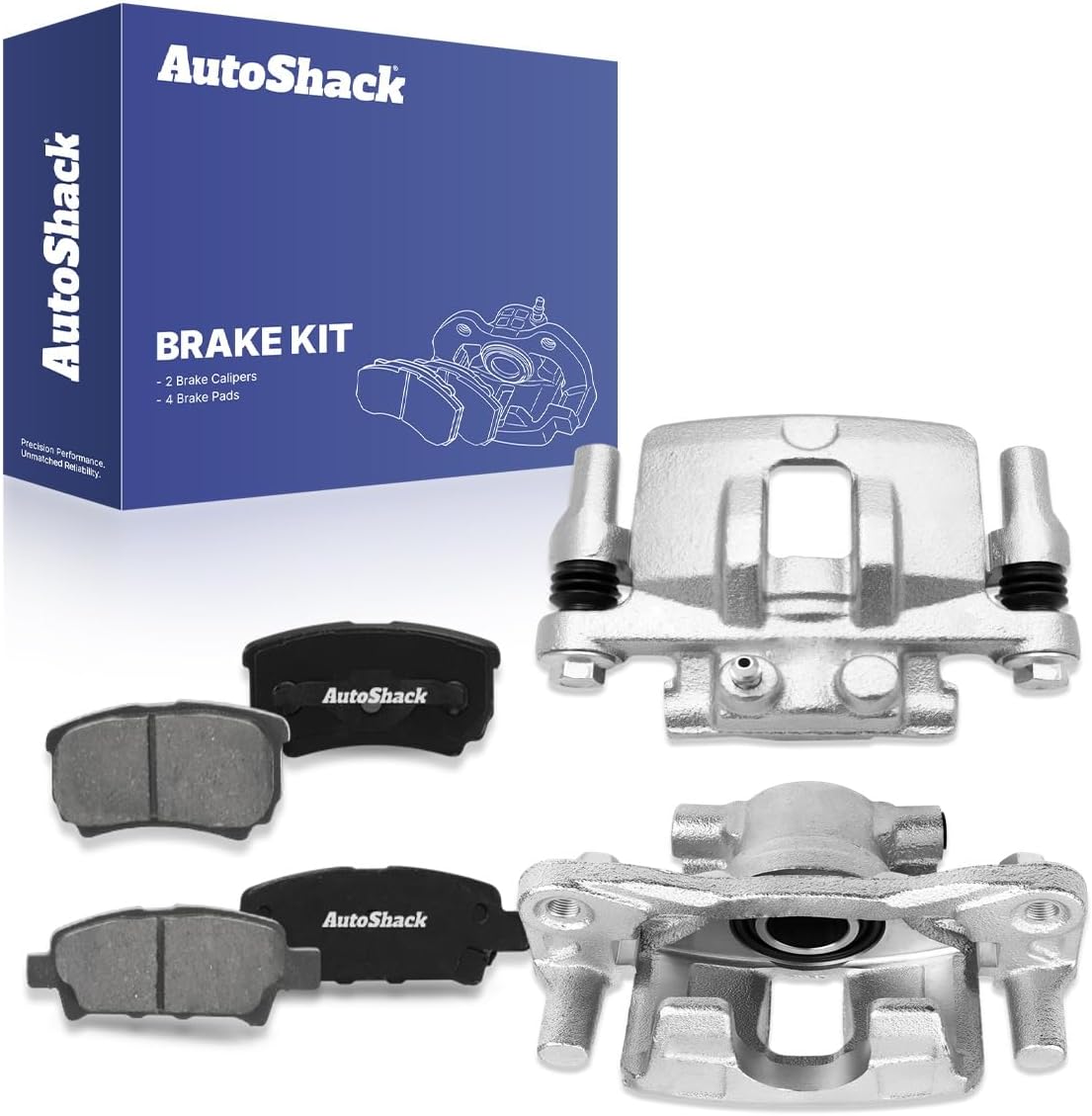 AutoShack Rear Brake Calipers + Premium Ceramic Brake Pads Replacement for 2007-2017 Jeep Patriot 2007-2017 Jeep Compass 2008-2014 Dodge Avenger 2011-2014 Chrysler 200 2007-2012 Dodge Caliber 6-PC Kit