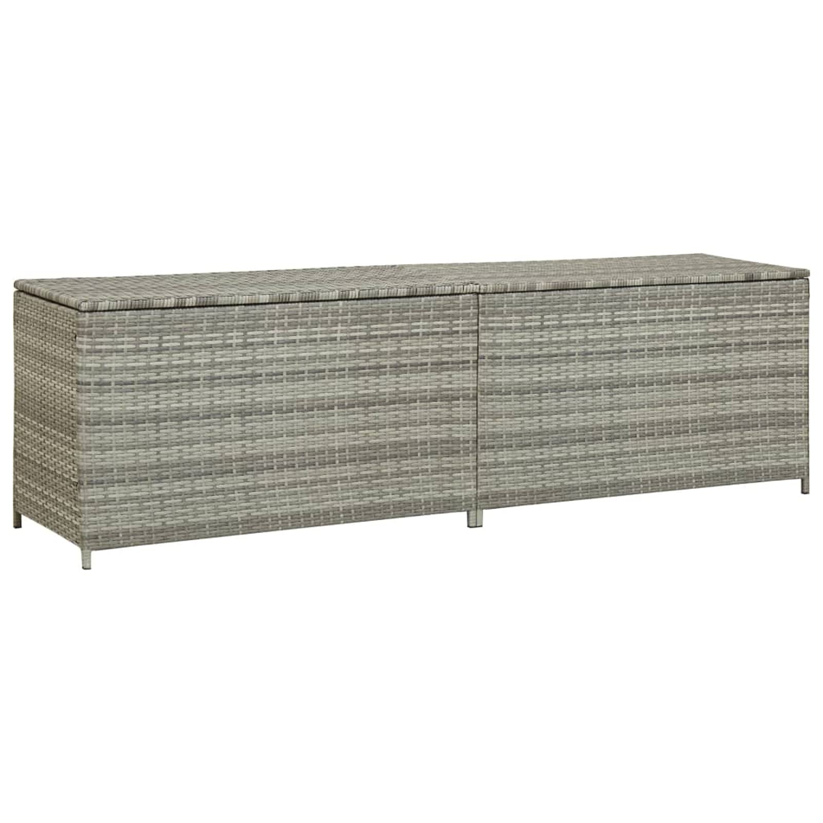 Gecheer Baule da Giardino, Casapanca in Polyrattan con Fodera Protettiva, 200x50x60 cm, Grigio, per Oggetti da Giardino, Cuscini e Accessori