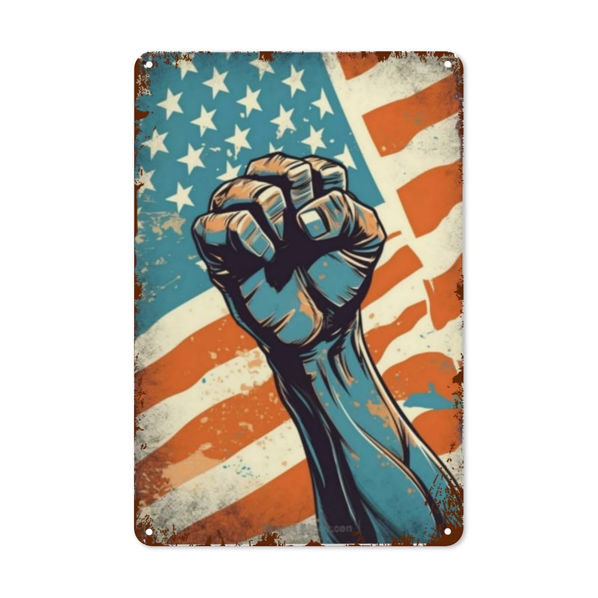 Vintage US Flag Tin Sign - Retro Independence Day American Flag Wall Decor with I Love America Design for Home, Restaurant, and Bar - Funny Metal Signs for Garden Man Cave Wall Art Poster - 8x12 In