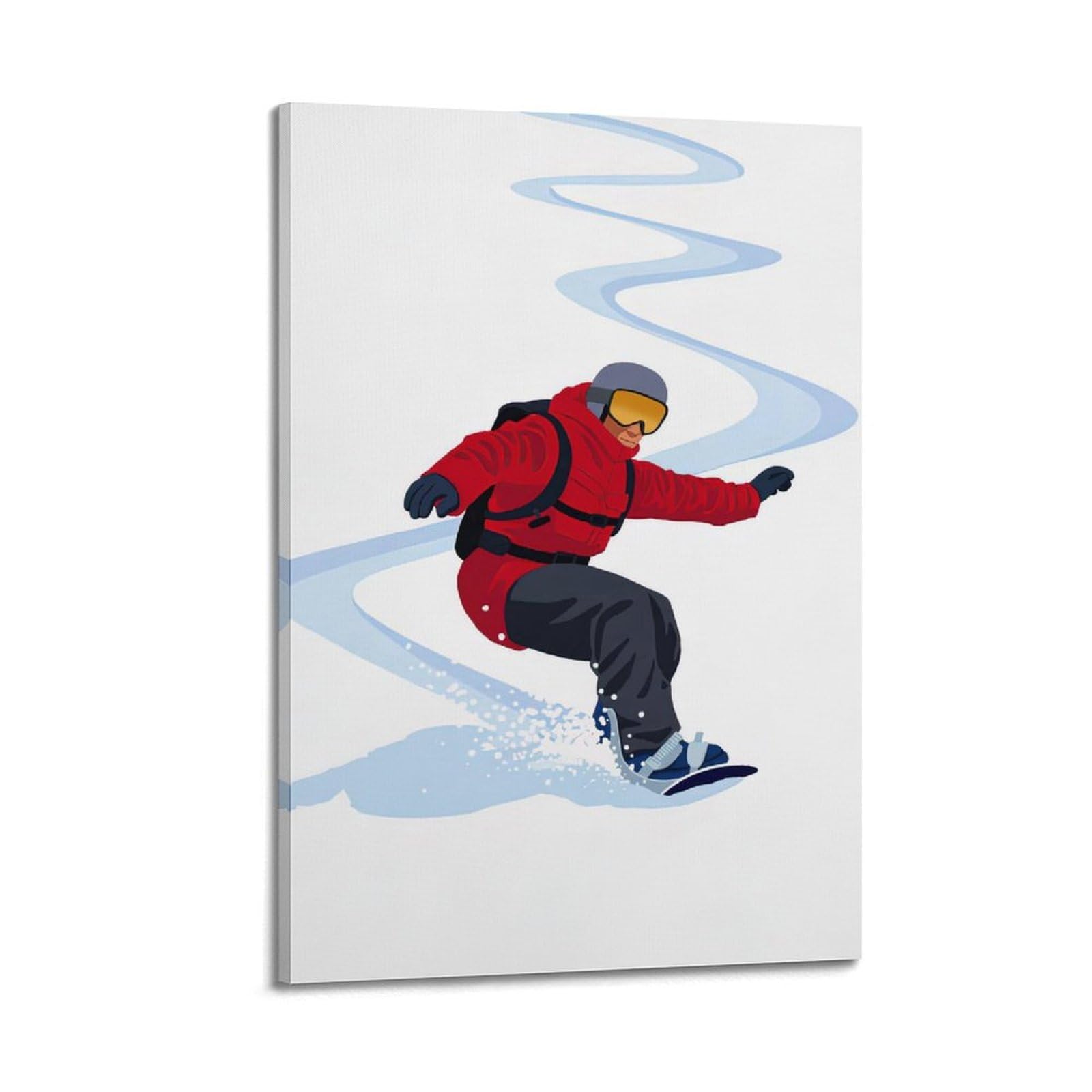 DLJGDS Sports Poster Illustration Skiing Decorative Painting Canvas Wall Posters And Modern Family Bedroom Decor 20x30inch(50x75cm)
