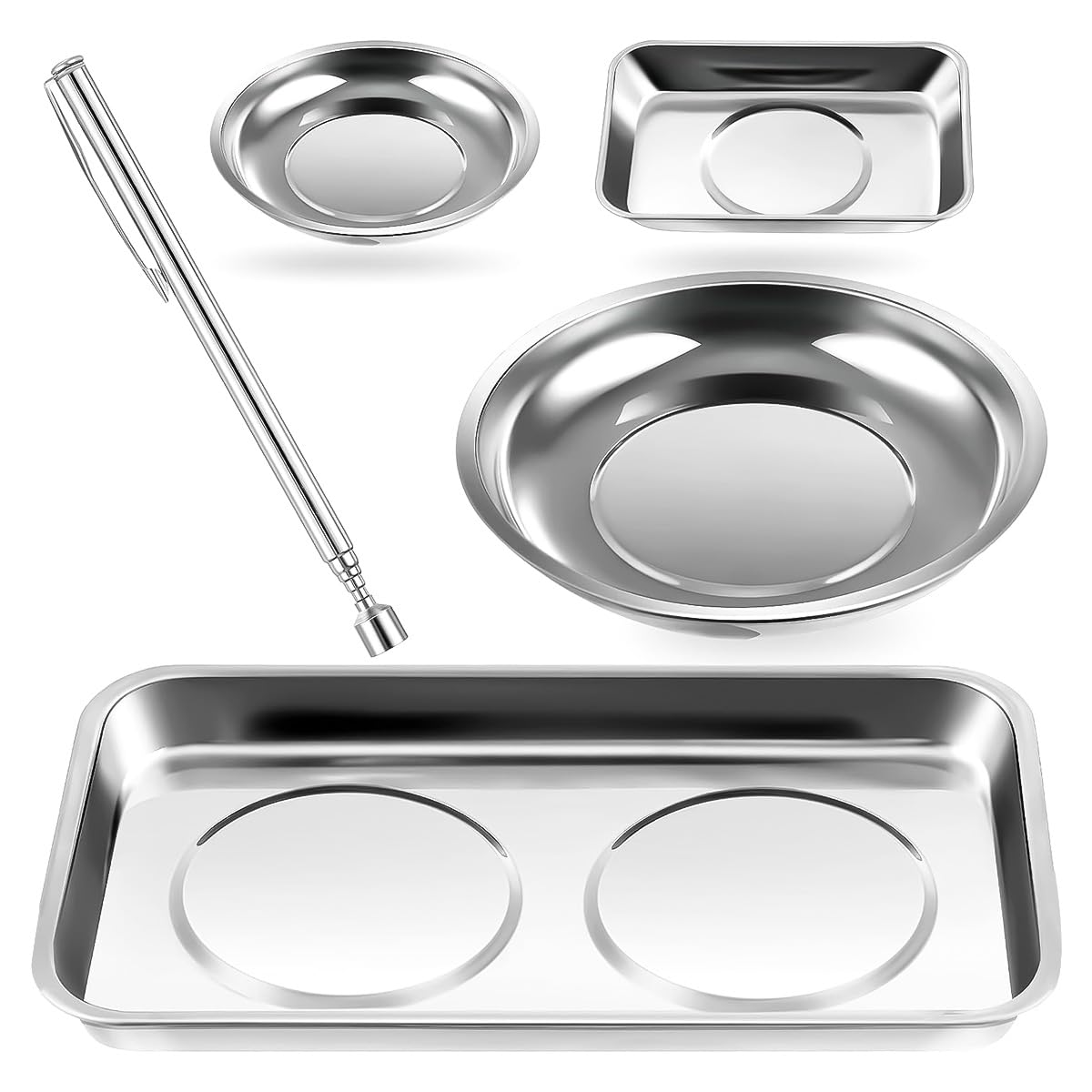 Nicear 5Pcs Magnetic Trays Hardware Tool Accessories Tool Bowl Magnetic Trays for Nuts and Bolts