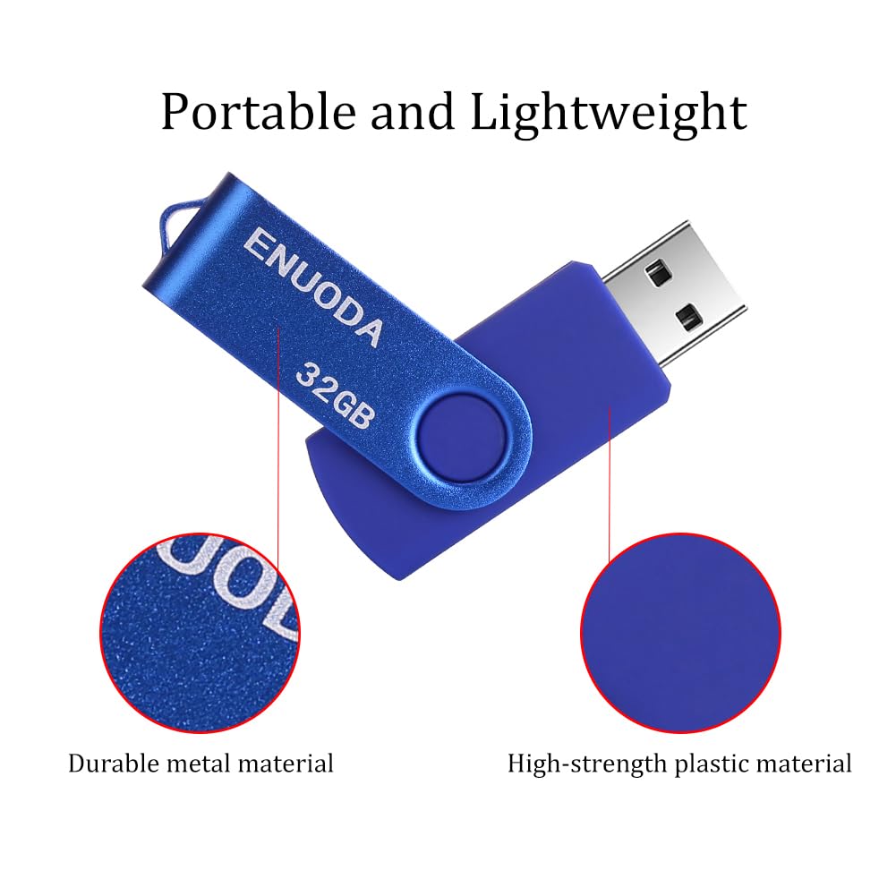 ENUODA Chiavetta USB 32GB Pen Drive USB 2.0 Unità Memoria Stick per PC, Laptop (Blu)