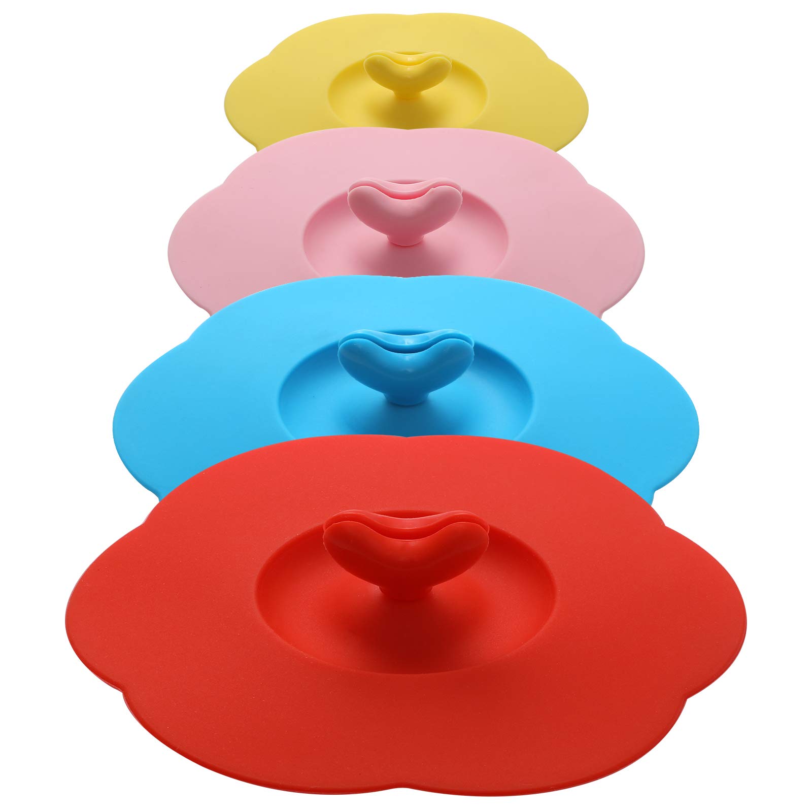 Silicone Cup Covers (Set of 4) ， Multicolored Silicone Lids for Mugs, Cups, Tea Pots,Flexible Mug Covers，Hot Cup Lids for Coffee & Tea