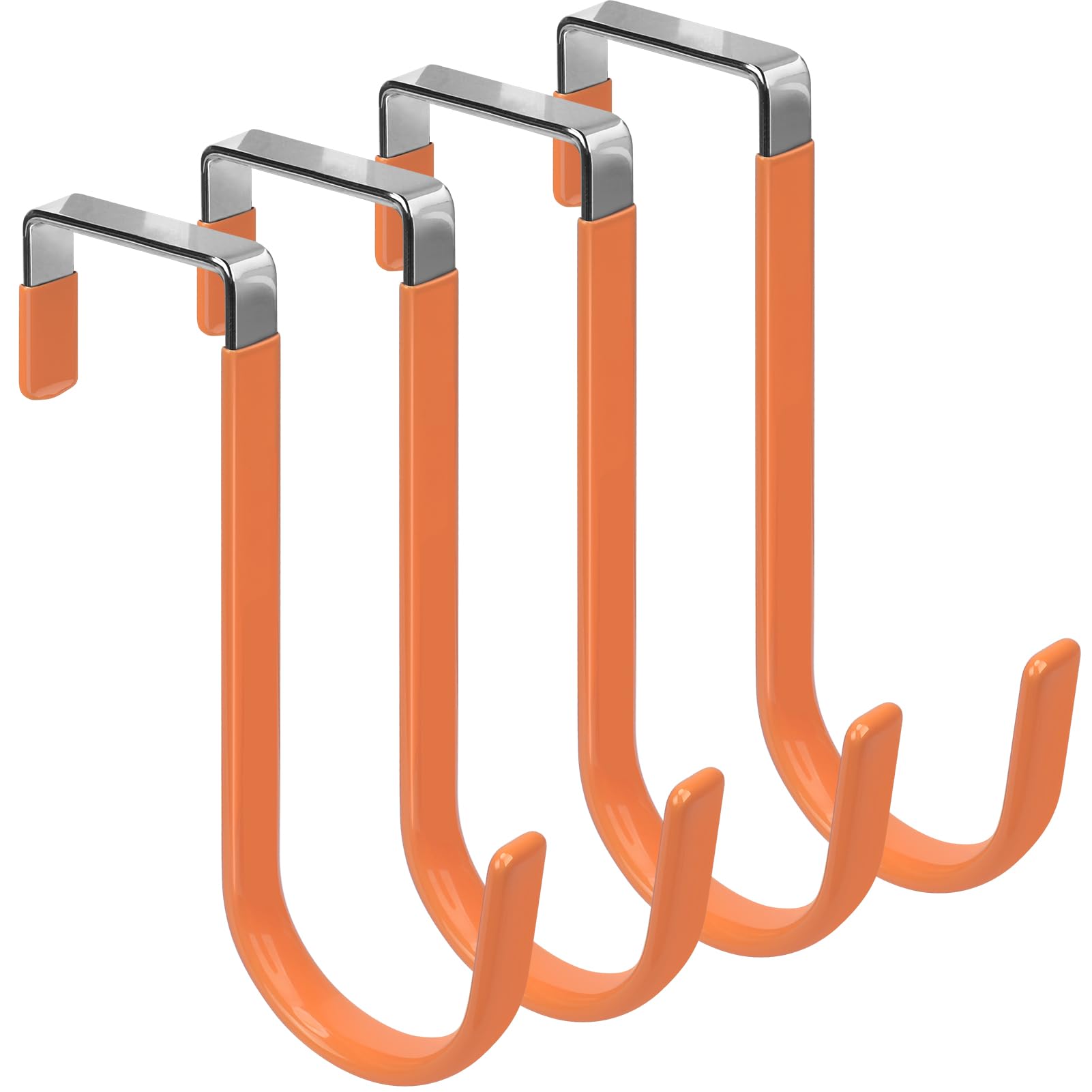 FYY Over The Door Hooks, 4 Pack Door Hangers Hooks with Rubber Prevent Scratches Heavy Duty Organizer Hooks for Living Room, Bathroom, Bedroom, Kitchen Hanging Clothes Towels Hats Coats Bags Orange โ image 1