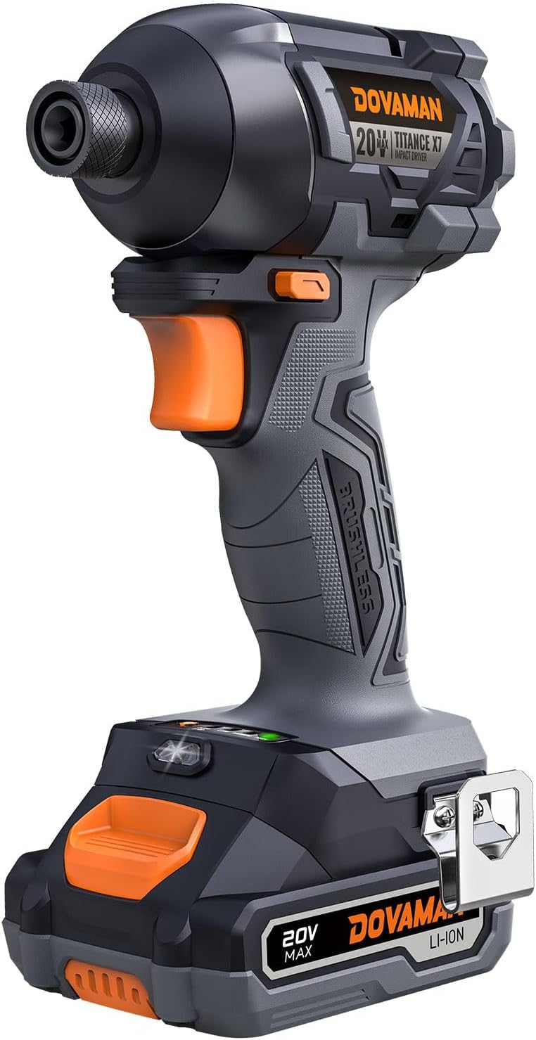 TITANCE X7 20V Brushless Impact Driver, 1/4'' Hex Compact Cordless Driver Kit with 1,770 In-lbs Torque, Battery & Charger Included – Lightweight Electric Screwdriver for Wood, Metal & Auto Repair