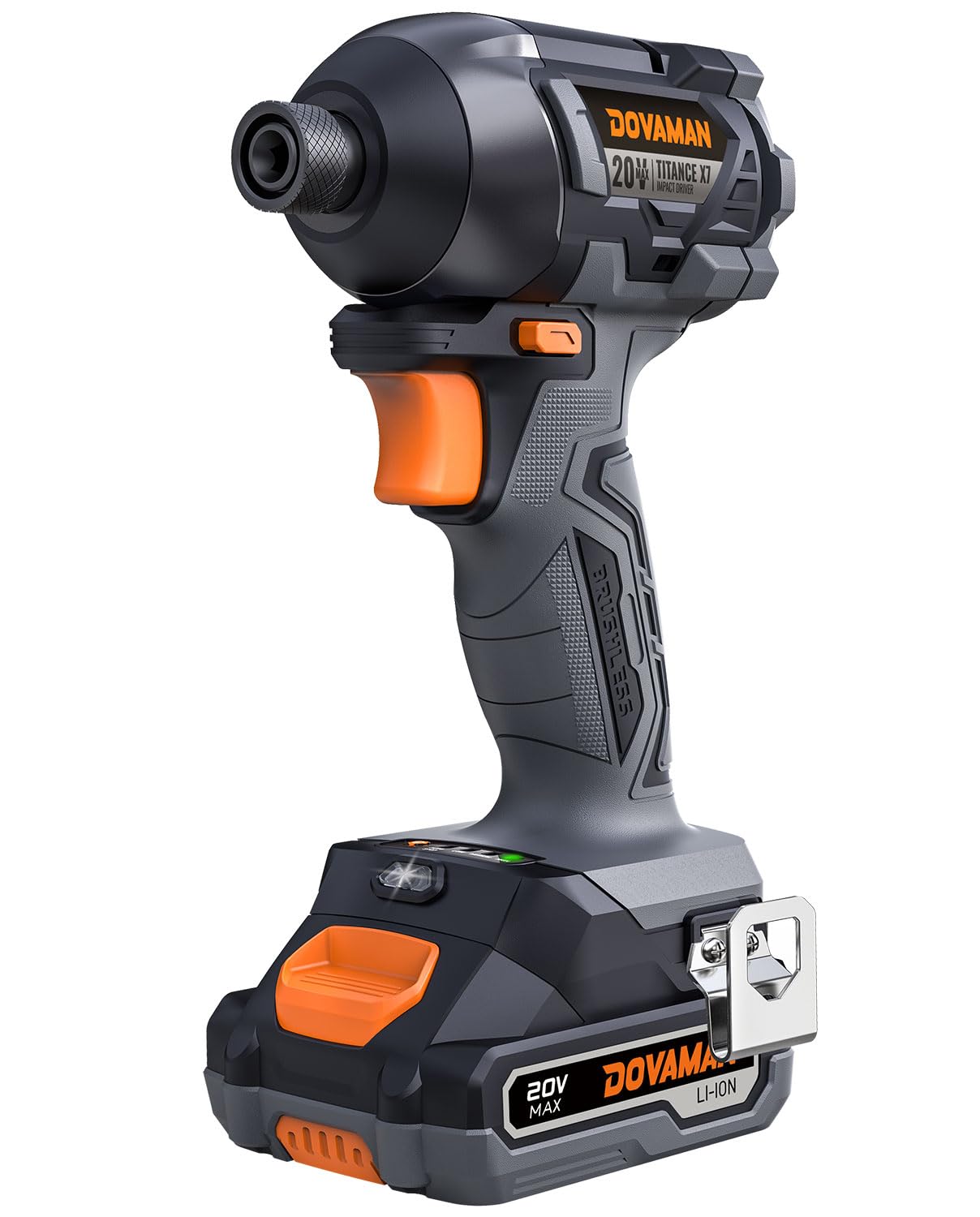 TITANCE X7 Atornillador de Impacto Inalámbrico 20V, Kit Compacto sin Escobillas con Encaje Hexagonal 1/4", 200Nm de Par, Batería y Cargador–para Madera, Metal y Reparaciones de Automóviles