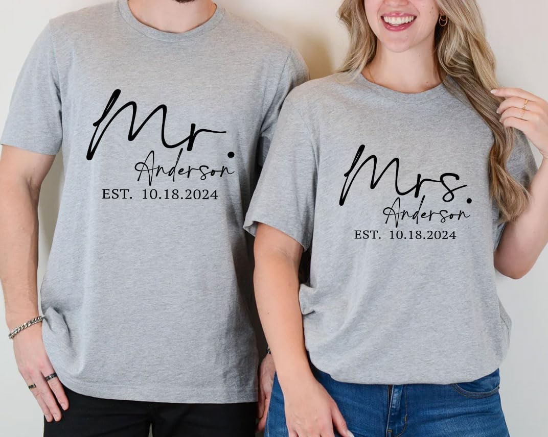 Personalized Mr and Mrs Shirts, Bride Groom Shirt, Hubby Wifey Shirt, Bride Tshirts, Just Married Shirts, Wedding Gifts - Image 3