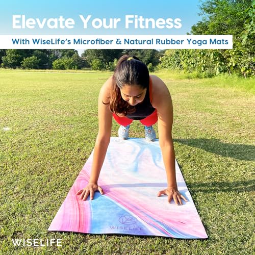 Image of WiseLife PU Natural Rubber Yoga Mat | XL & Extra Wide | Anti-Skid & Slip-Resistant | with Carry Strap - Perfect for Yoga & Workouts (Abstract-Marble)