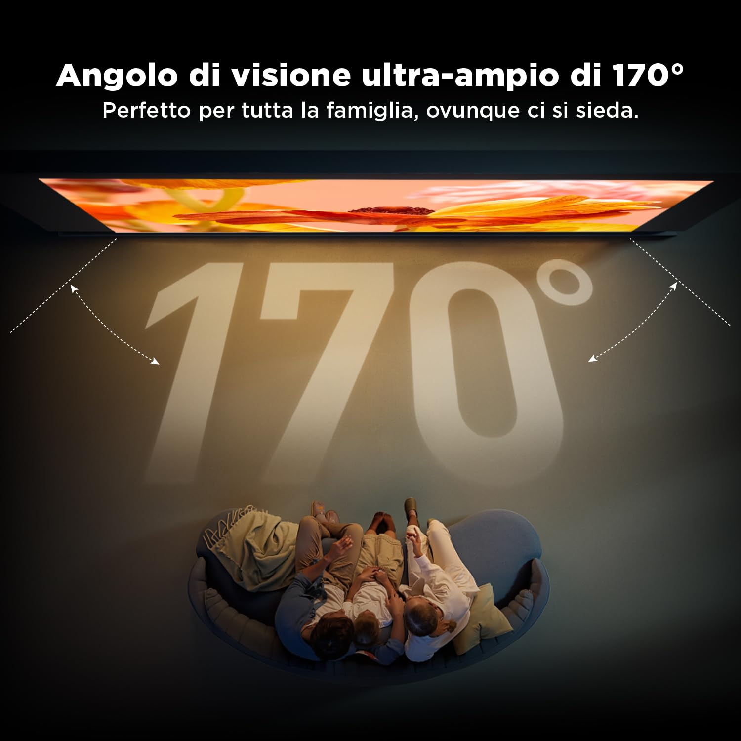 Schermo per proiettore, telaio fisso da 100” 4K Ultra HD 16:9, ALR anti-luce ambientale, CLR anti-luce da soffitto, schermo di proiezione a parete per proiettori a focale ultra corta