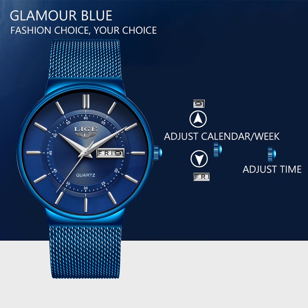 Reloj de pulsera con correa de malla numeral romana para hombre