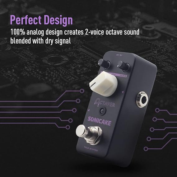 SONICAKE Octave Guitar Pedal with 6 Pack 6 Inch Patch Cable