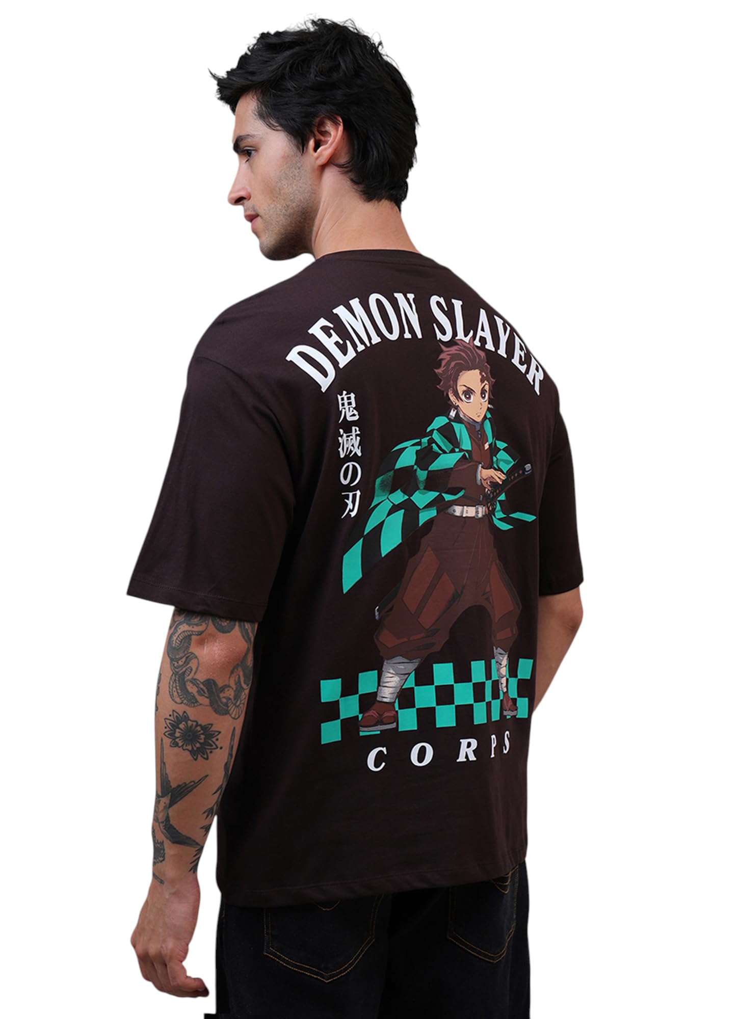 Free Authority T-shirt ufficiale Demon Slayer da uomo: Tanjiro Anime stampata su puro cotone marrone