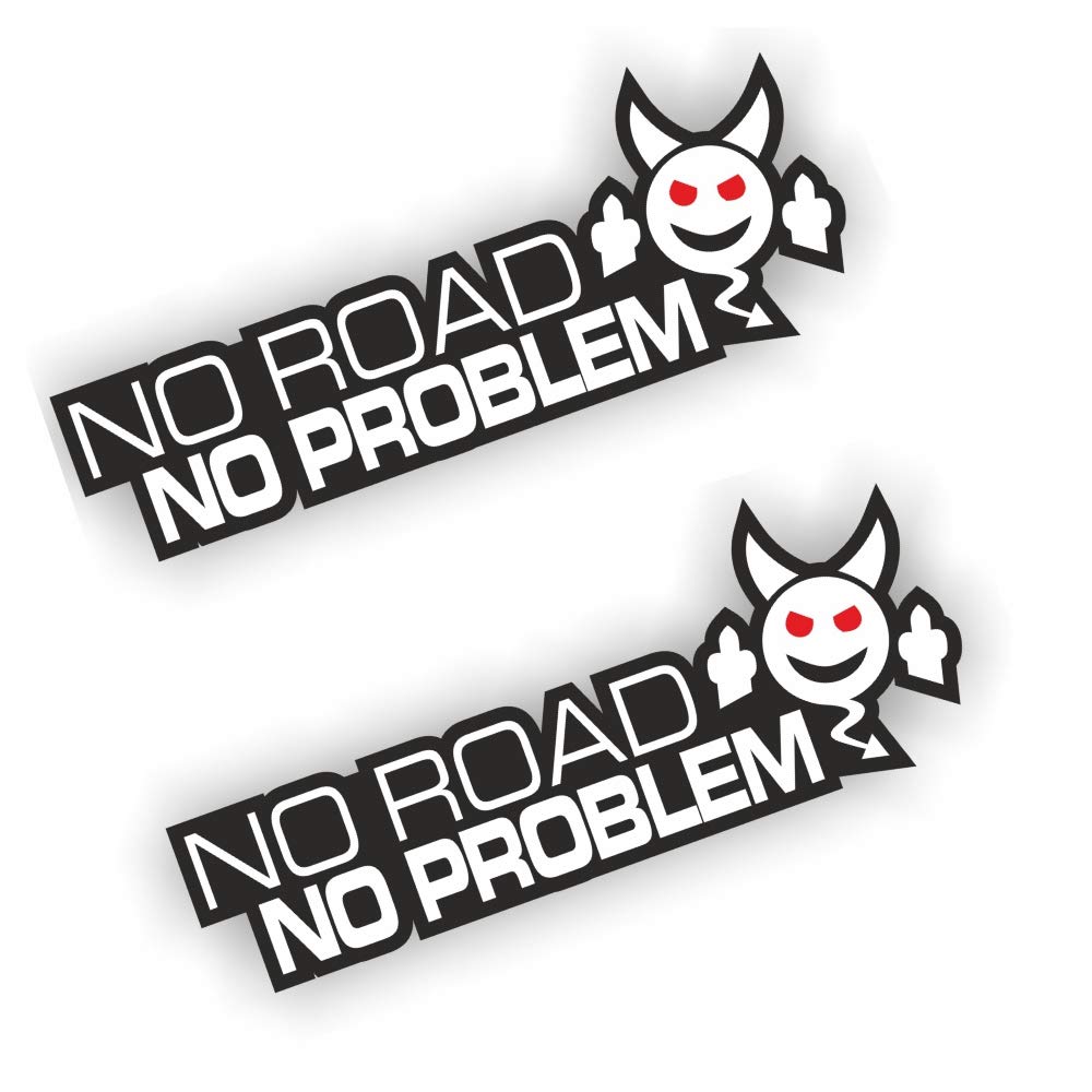 folien-zentrum 2X No Road No Problem Sticker Shocker Hand Car JDM Tuning Dub Decal Sticker Bombing Sticker Illest Dapper Fun Oldschool