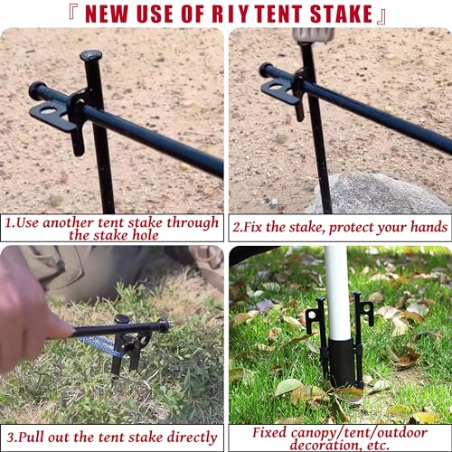 Image of RIY 8 Pack Tent Stakes Heavy Duty 12 inch Steel Tent Pegs for Camping Unbreakable and Inflexible | Unbreakable and Inflexible