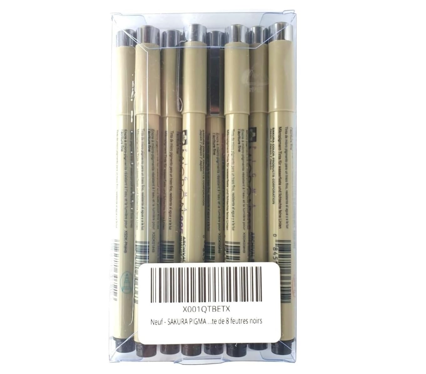 SAKURA PIGMA MICRON 003,005,01,03,05, pn,1 mm, szczotka, opakowanie 8 czarnych markerów