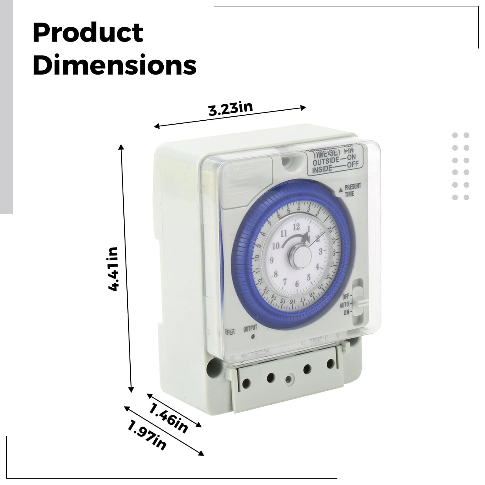 Mechanische Zeitschaltuhr 20 A 100-240 V AC, präziser mechanischer Einstellknopf mit klarer Skala, programmierbarer AC-Timer für Haushaltsstromsteuerung, kompakte Bauform, Staubschutzabdeckung