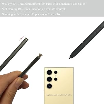 Bluetoothなし s24 Ultra 5g スタイラスペン交換用タッチペンパーツ Samsung Galaxy s24 Ultra SM-S928 5G 6.8インチ用 - チタンイエロー