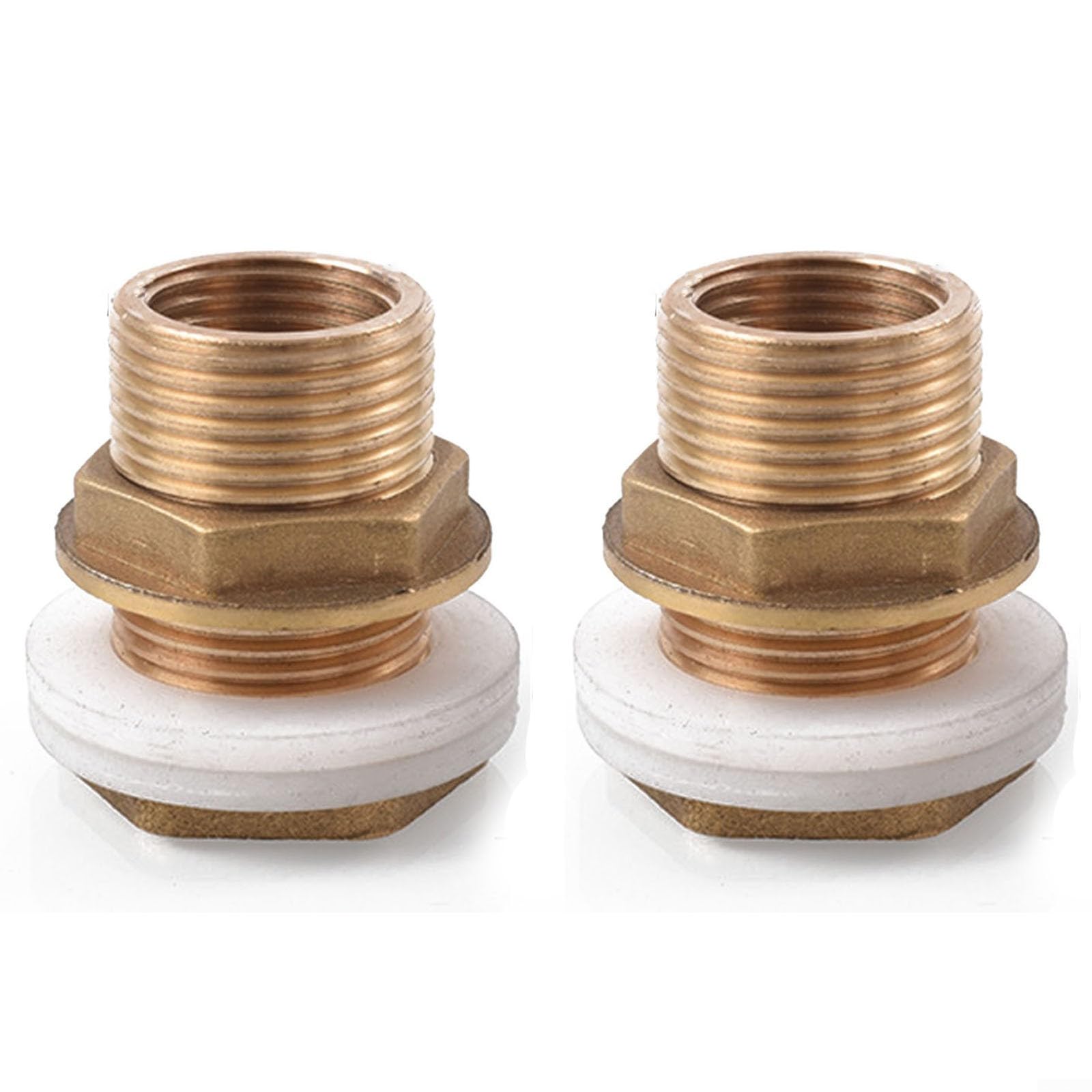 Solid Brass 3/4 Inch Tank Guide Screw Connection Kit With Rubber Seals For Rain Water Tower And Washing Machine Pipes