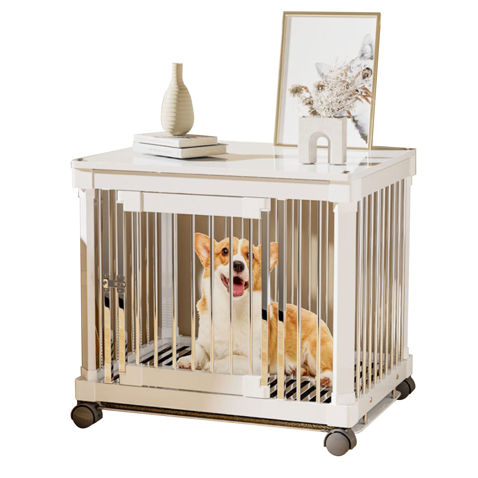 Dog Crate Furniture on Nightstand with Tray for Small Medium Dogs -Indoor Kennel