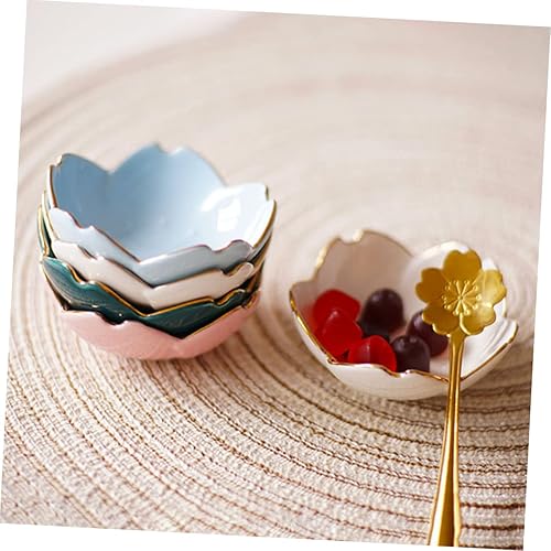 Miniatura 8 de Cabilock 2 cuencos de cerámica de flores para salsa de porcelana azul para condimentos para cocina, barbacoa, sushi y comedor al aire libre