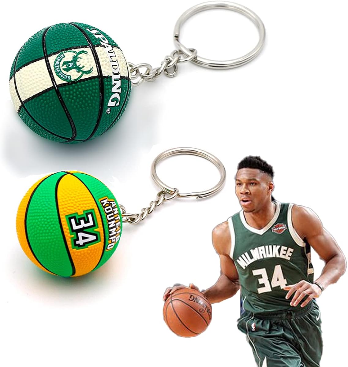 2 pcs Personalized keychains, men's novelty keychains, NBA basketball star keychains , the best gifts for lovers and friends(Green) (5) : Sports & Outdoors