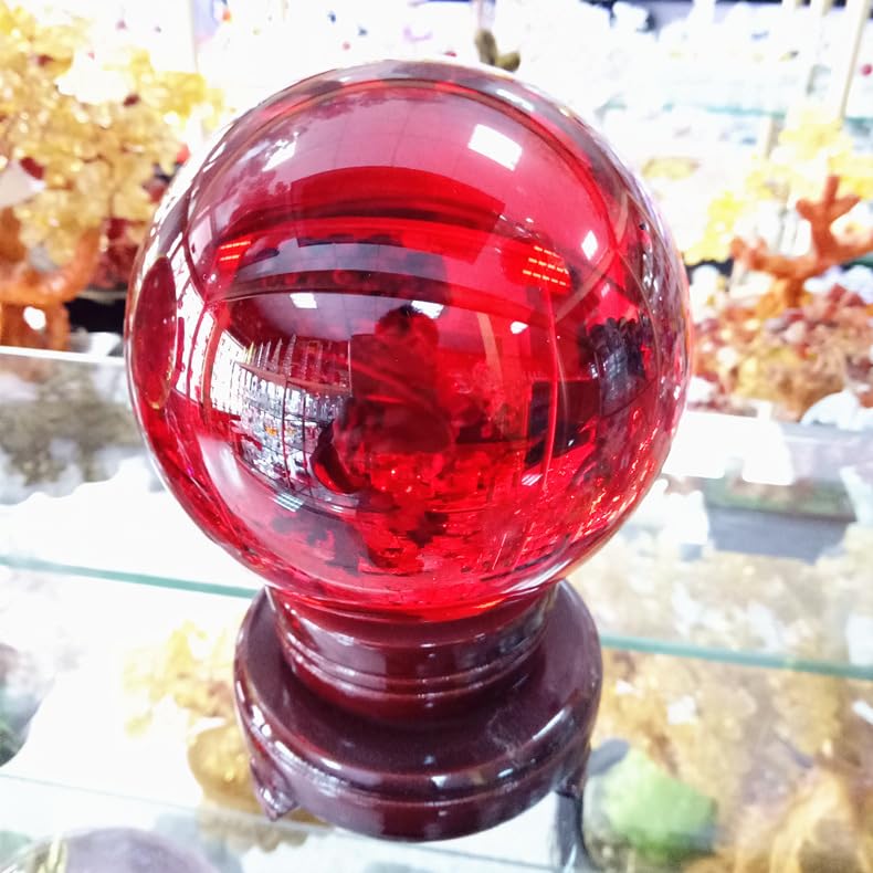 NIBHZ Farbige Kristallkugeln Home Crystal Ornamente Künstliche Glaskugeln kreatives Kristallhandwerk,Rot,110mm