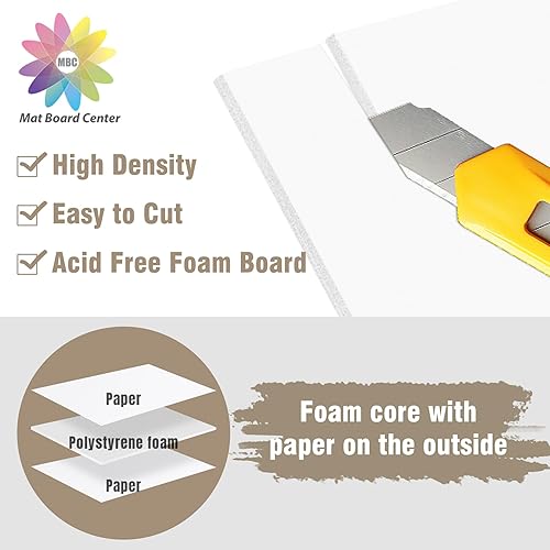 Miniatura 3 de MBC Mat Board Center Paquete de 10 tablas de espuma 11 x 14 pulgadas varios tamaños disponibles de 18 pulgadas de grosor tablas de espuma blanca sin