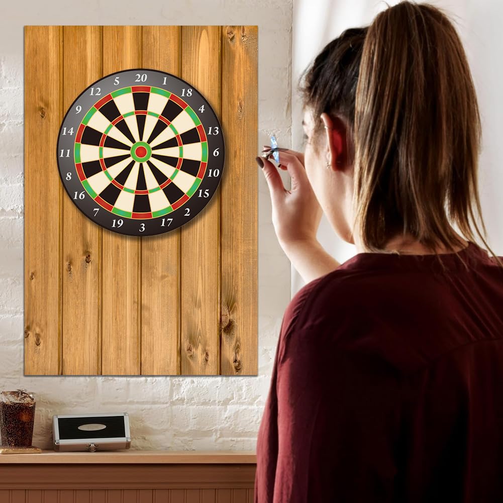 Cible de fléchettes - Protection murale et isolation acoustique - 6 plaques de feutre autocollantes en grain de bois (30 x 30 cm) comme planche surround pour cible de fléchettes, anneau de protection - 5