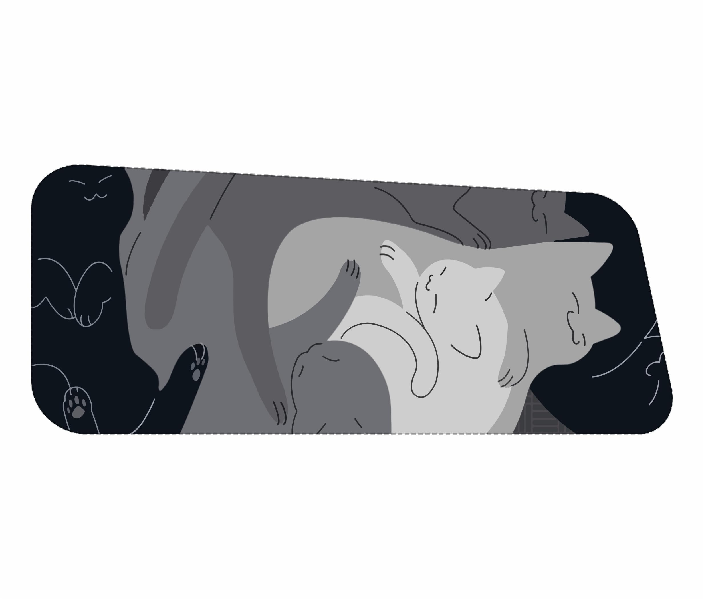 Mouse Pad Gamer Gatinho chinês 90x40 mousepad gamer Extra Grande (Cinza) - Cinza