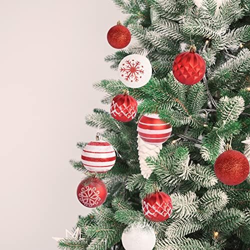 Kaket Christmas Baubles Balls for Christmas Tree, 16pcs Xmas Tree Baubles Christmas Shatterproof Balls Hanging Balls Ornaments for Christmas Decoration Xmas Party Decorations (Red White)