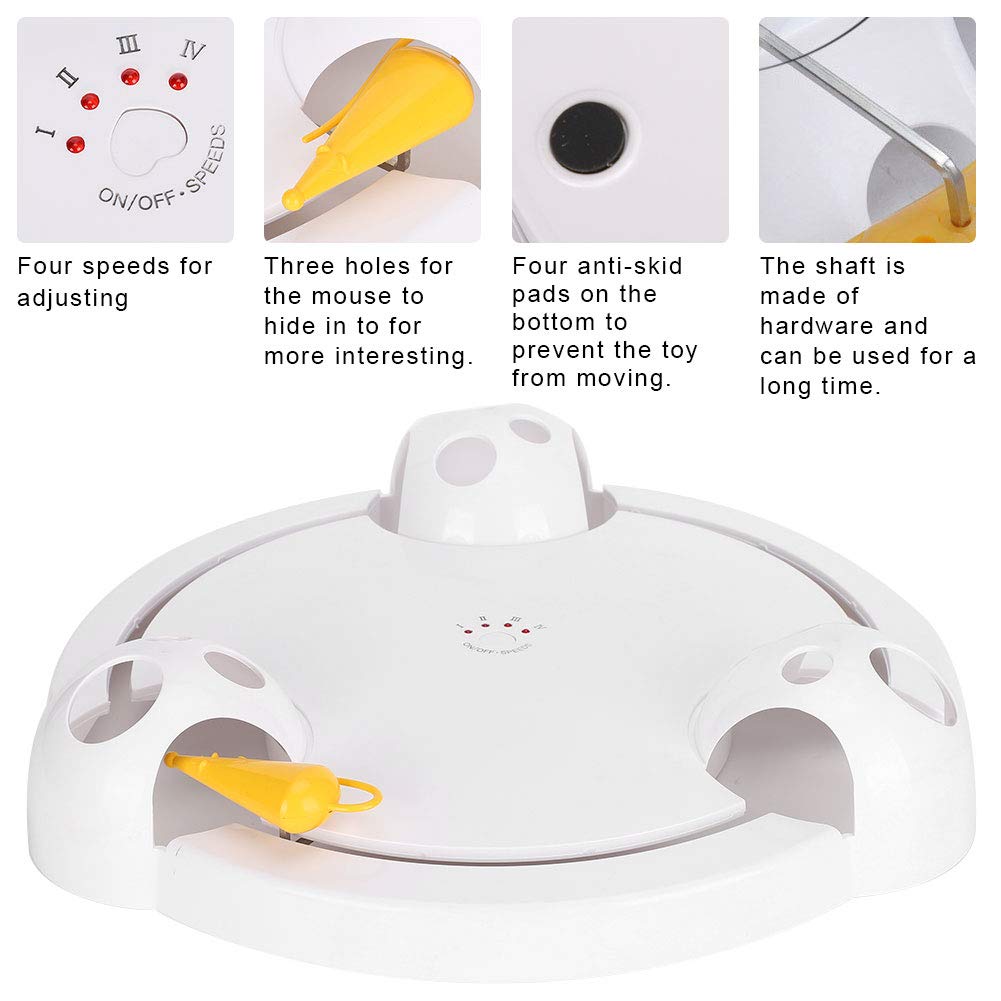 HEEPDD Turntable Electric Cat Toy, Automatisches Smart Teasing Cat Game Turntable Chasing Mouse Toy (Keine Batterie)(Weiß)