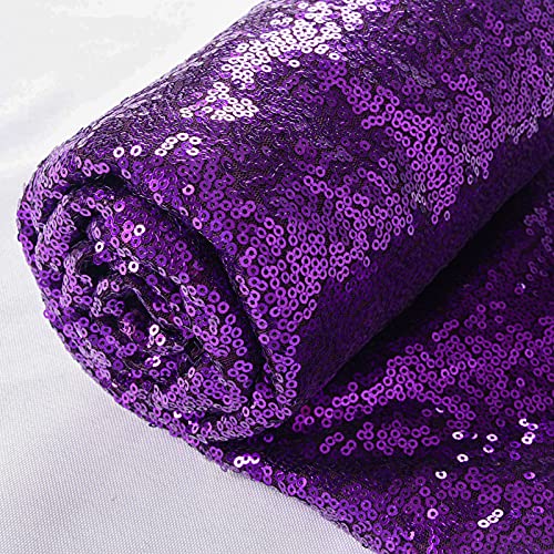Sequin Fabric By The Yard Sequince Material Sparkly Fabric -1016S (1 Yard, Purple) #TOP2