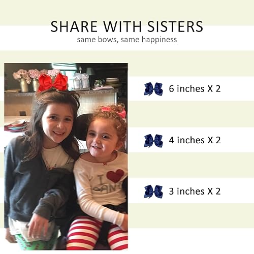 Miniatura 4 de Lazo de pelo negro para niñas y niños pequeños  6 clips de lazos negros de 6 pulgadas ×2, 4 pulgadas ×2, 3 pulgadas ×2