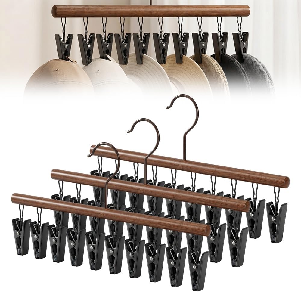 Space Saving Closet Organizer with 10 Clips - Heavy-Duty Metal Hanger for Jeans, Scarves, Socks, Hats & Accessories Light Luxury Appeal
