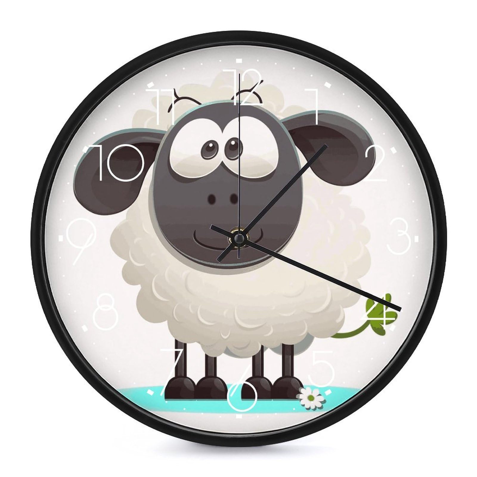 DWVTSLH Sheep Wall Clock 10 Inch Silent Non-Ticking Modern Clocks Battery Operated - Decorative Wall Clocks for Bedroom Living Room Kitchen Office Wall Decor Gift Idea