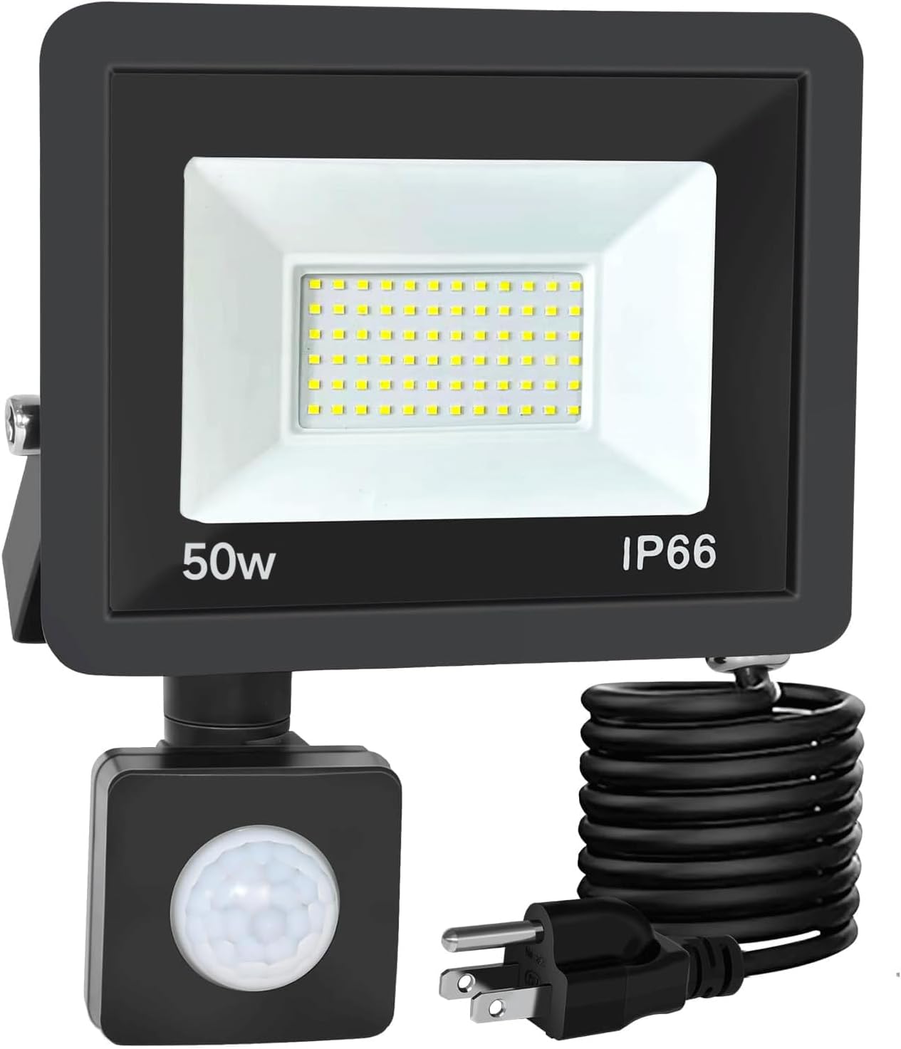 Motion Sensor Flood Light Outdoor, Plug in Motion Sensor Light with 4.9ft Cord, IP66 Waterproof Floodlights with Photocell 6000K Super Bright Security Light for Garden Patio