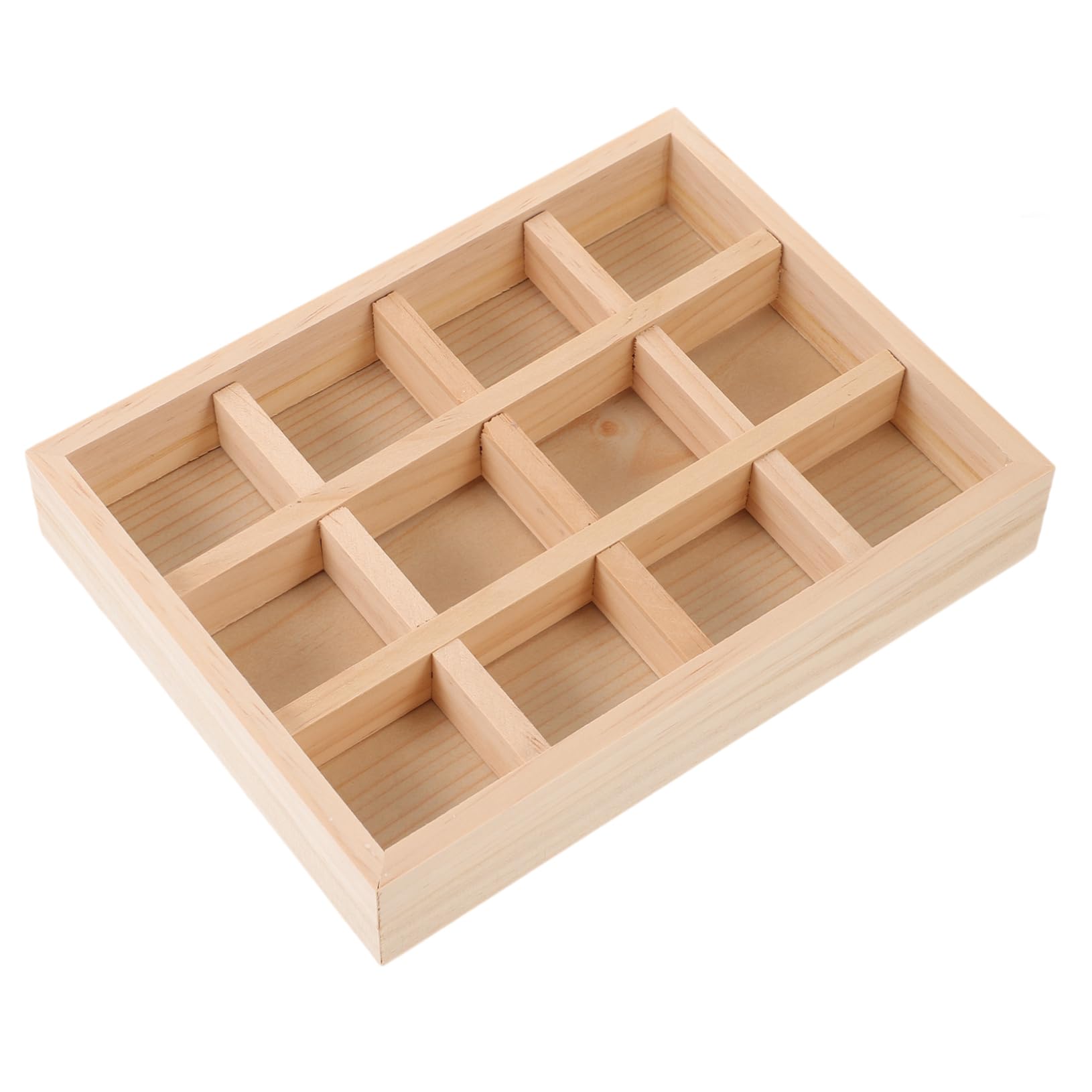 Alipis locker decor Household Storage Holder Jewelry Tray Organizer Rings Display Case Multi-grid Wood Jewelry Tray Wooden Display Storage Case Look at the pallet pine wood make up
