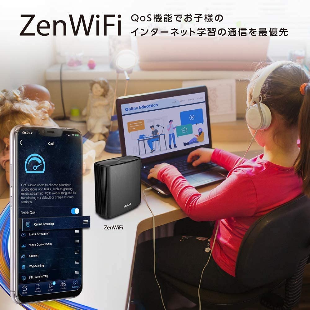 Amazon | ASUS WiFi 無線 ルーター WiFi6 1201+4804+574Mbps トライ 