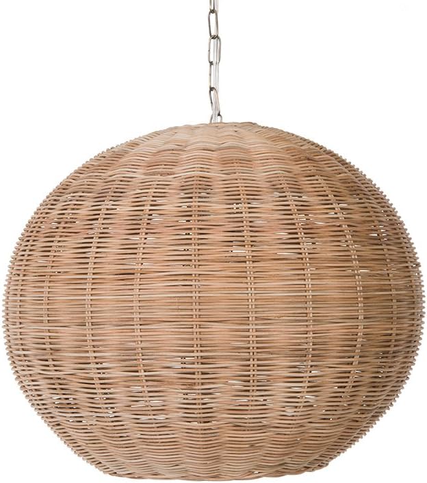 KOUBOO Panay Wicker Ball Hanging Ceiling Lamp - Rattan Pendant Light Fixture, Boho Light for Dining Room, Living Room, Modern Home Decor, Farmhouse Chandelier, One Size, Wheat