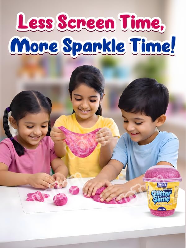 Image of HOTKEI Pink Glitter Slime for Kids 3 to 10 Years Super Stretchy, Soft & Smooth Premium Shiny Slime Non-Toxic Sparkle Fun Slimy Toy Birthday & Return Gift for Kids Boys and Girls