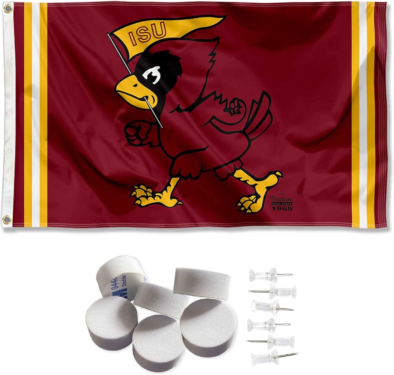 College Flags & Banners Co. Iowa State Cyclones Retro Vault Throwback Banner and Tapestry Wall Tack Pads