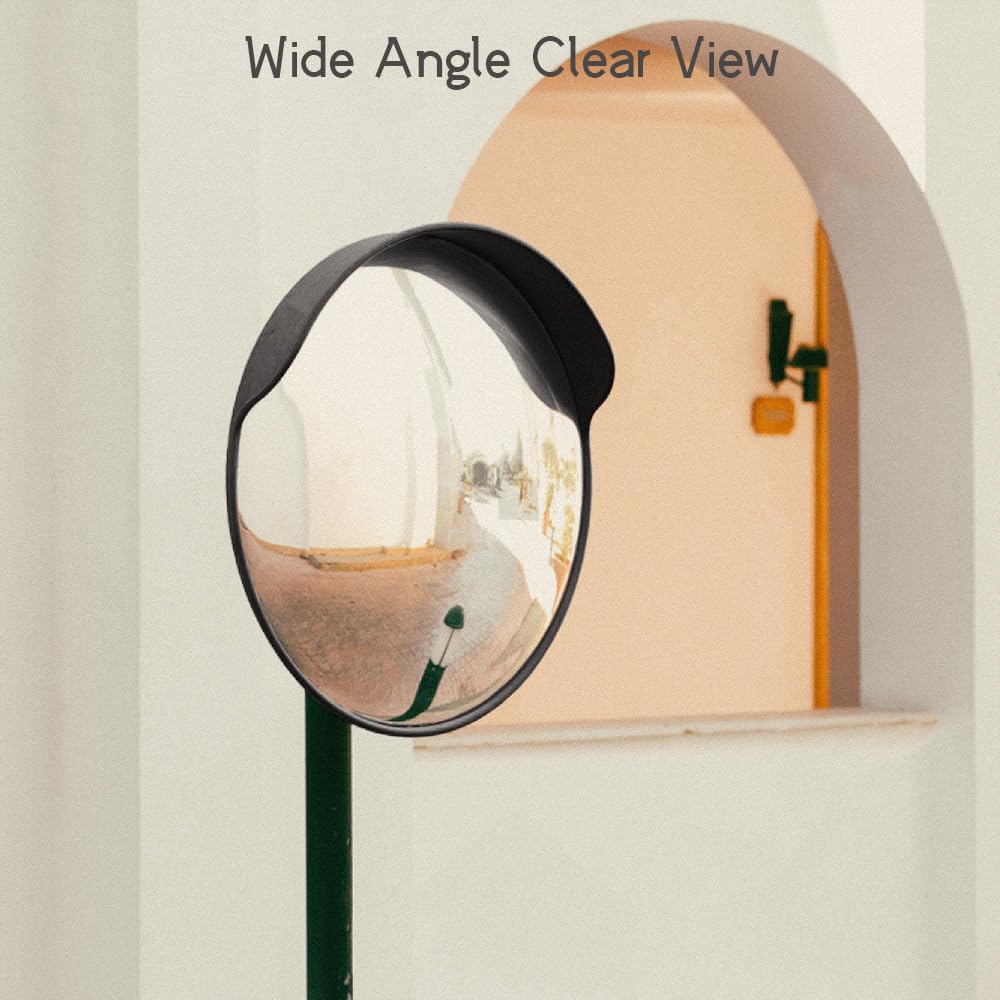 Safety Convex Mirror, Acrylic Curved Traffic Mirror, Adjustable Bracket for Outdoor Indoor, Wide Angle Clear View (Size: 24")