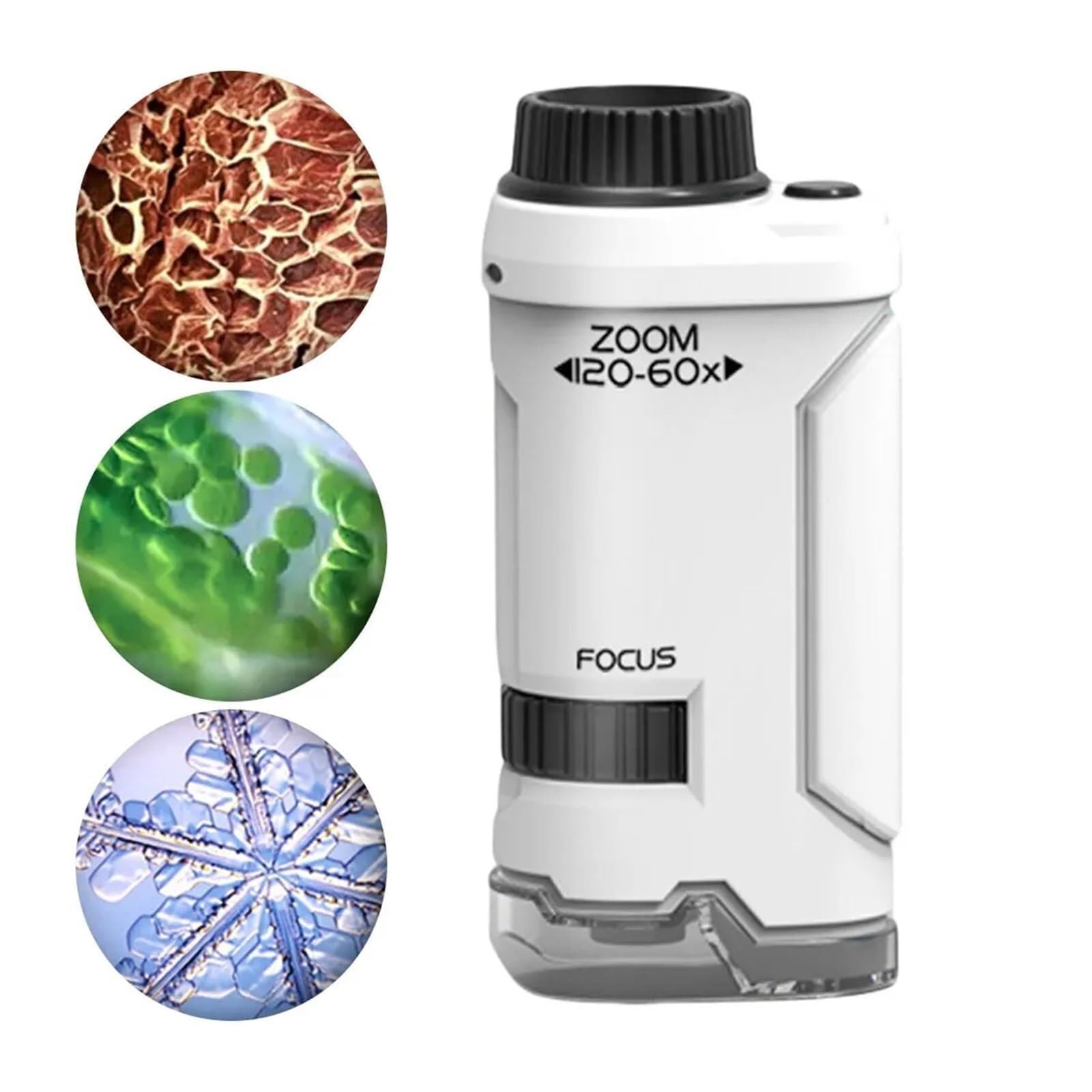 Microscopio Portátil De 2 Piezas 60x-120x con Luz LED Mano