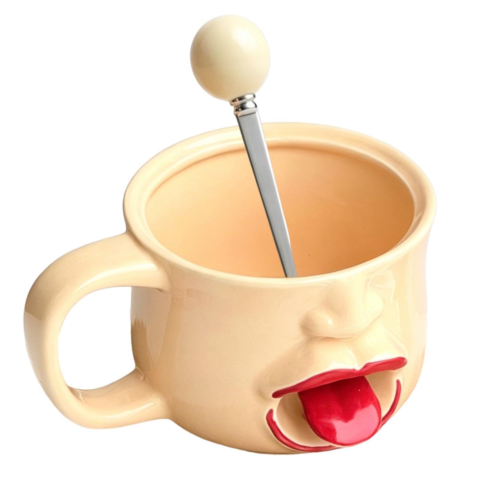 Taza sacando la lengua, tazón abstracto de cerámica para café en hogar y cocina