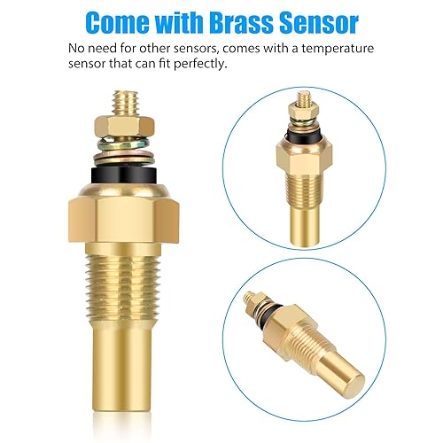 Miniatura 3 de Linkstyle Medidor de temperatura del agua de 12 V, medidor de temperatura de refrigerante de agua eléctrico de 2.047 in con sensor para automóvil,