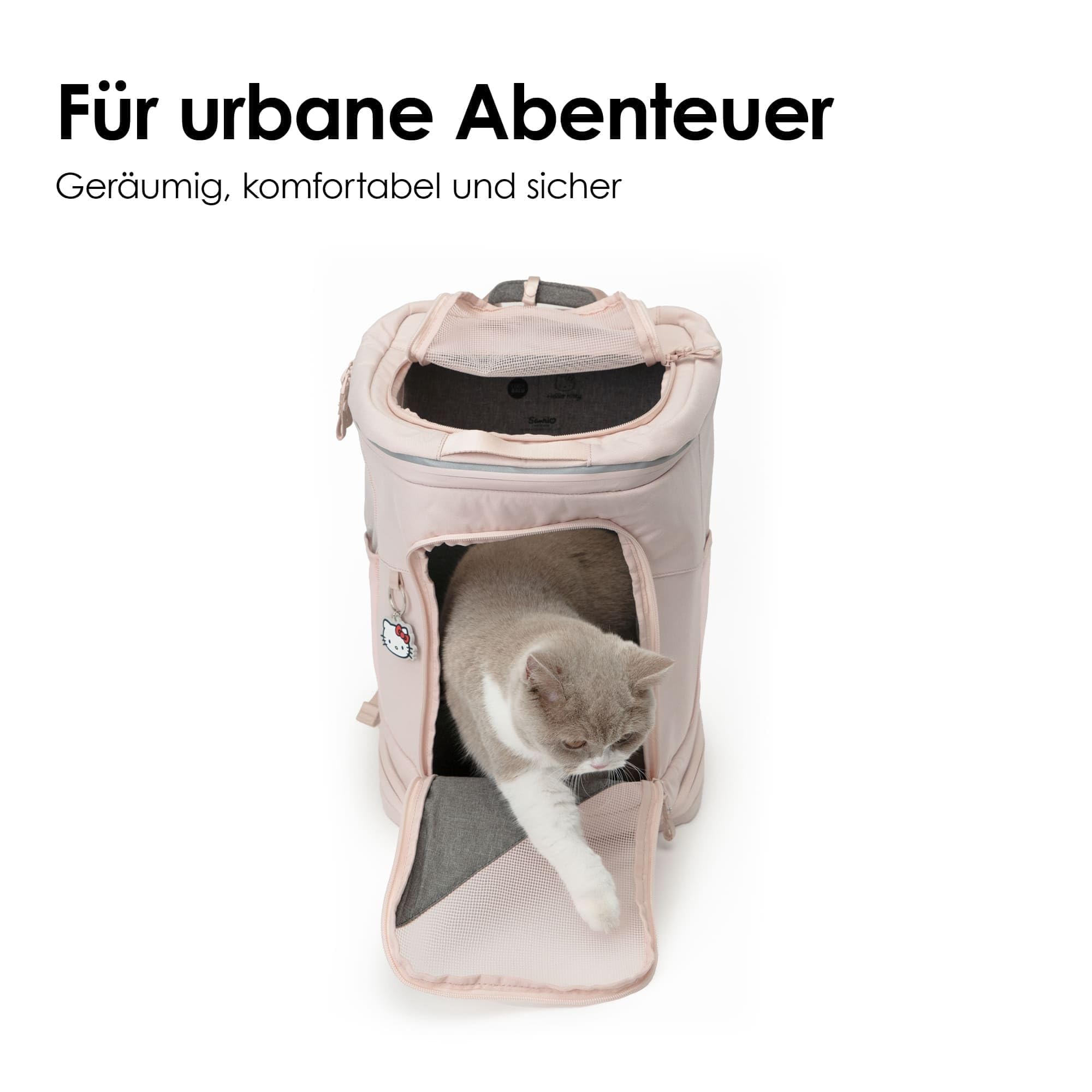 LucyBalu® HOP-ON Premium Katzenrucksack mit Fenster | Katzentransporttasche | Katzenbox | Katzen Transport Rucksack aus recycelten Materialien | Rucksack für Katzen zum Transport | Anthrazit