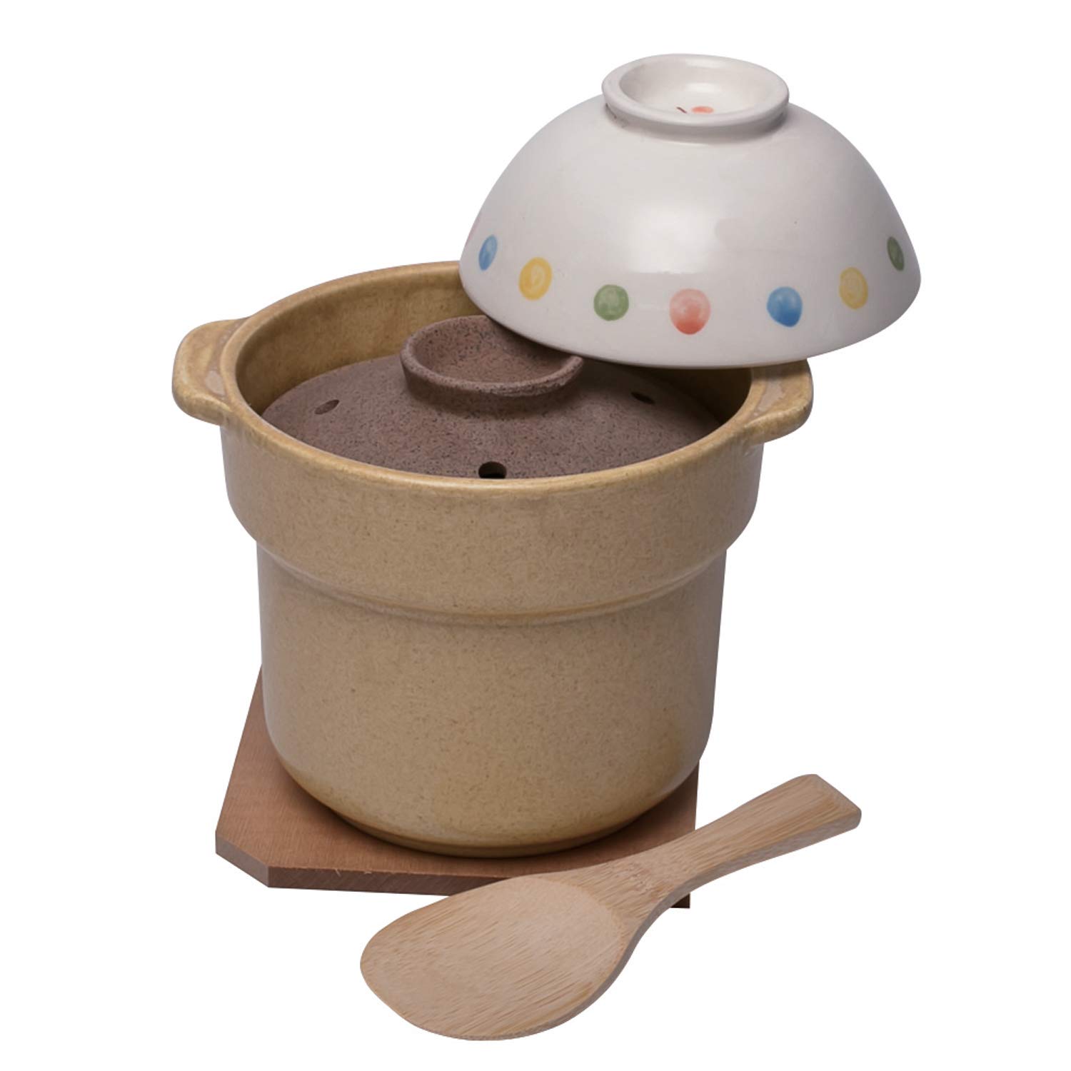 売約済み！たっくんごはん様 Amazon｜萬古焼 たっくん ごはん鍋 1合炊 水玉 12-541｜ご飯鍋