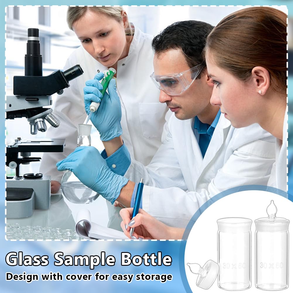 OLYCRAFT 4pz Bottiglia di Pesata In Vetro Bottiglia di Picnometro Becher In Vetro Peso Specifico per Chimica Bottiglie Scientifiche per Laboratorio Conservazione Scientifica - 30x60mm