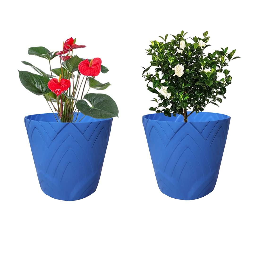 Greenri Lotus 10 Inches (Pack of 2) Heavy Duty Plastic Planters Pots UV Resistant Pot for Living Room Outdoor Indoor Round Shape|Flawless |Gardening Planters Pot (Blue Color) (B09JNSLZDC) Amazon Price History, Amazon Price Tracker