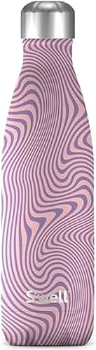 S'well Botella de agua de acero inoxidable, 17 onzas, remolino de lavanda, recipientes aislados al vacío de triple capa que mantiene las bebidas